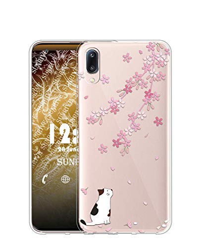 Sunrive Cover Per Huawei Y6 2019, Custodia Case in molle Trasparente silicone Morbida Flessibile Antigraffio protettiva back custodie(tpu Fiore rosa 2)