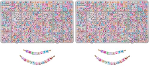 Image of MELIUS Acrylic Square Letter Beads, 1120Pcs 6x6mm in Alphabetical Order A-Z Colorful Letter Beads with Numbers Beads for Jewelry Making, DIY Bracelets, Key Chains (6x6mm, Multicolored) (Pack of 2)