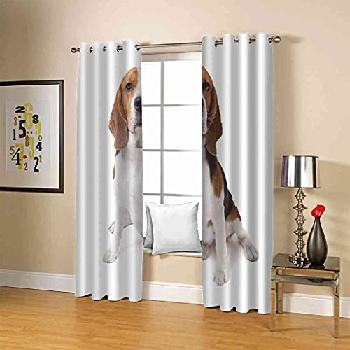 Rideaux occultants 100% polyester isolant thermique à œillets motif chien 3D