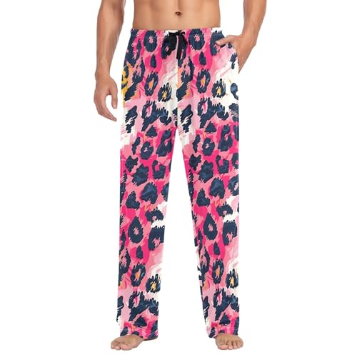 Men's Pajama Bottom Leopard Design Cotton Pajama Pants Drawstring Sleepwear Long Pants Pockets2