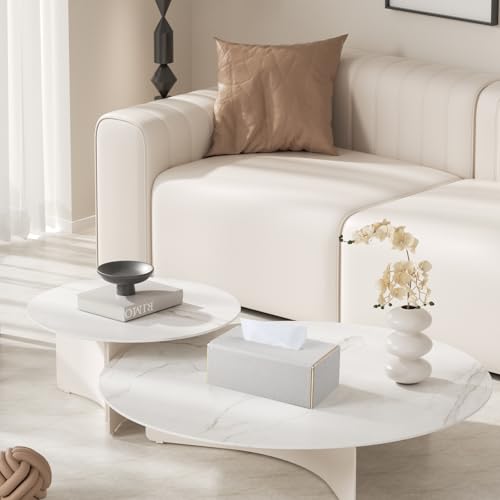 MEIBOOCH Rectangle Tissue Box Cover, PU Leather Tissue Holder Decorative Tissue Box Holder with Magnetic Closure for Kitchen, Bathroom, Night Stand (Beige) by NICLNGSH - Image 6