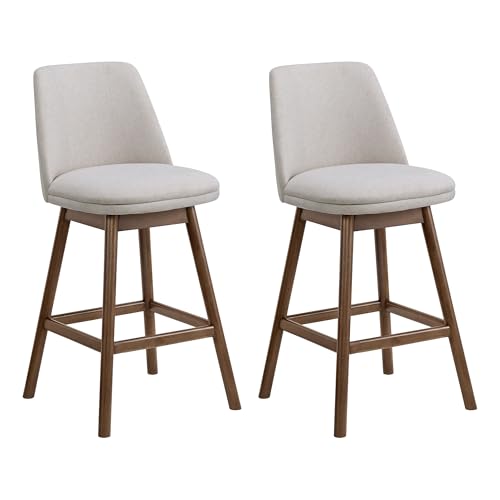Image of ROME + OAK Rowan 26 inch Swivel Counter Height Stool, Walnut Finish, Set of 2