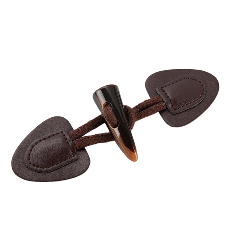 5 * 16cm 10pz Fibbia in Pelle di Corno di Pecora Bottone in Resina Fibbia per Cappotto da Donna Giacca a Vento Fibbia in Corda di Cotone Fibbia in Pelle Bottone da Cucito (Bianco 5 * 16cm 10pz)