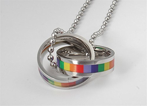 Collier double croix LGBT acier inoxydable de haute qualité de finition
