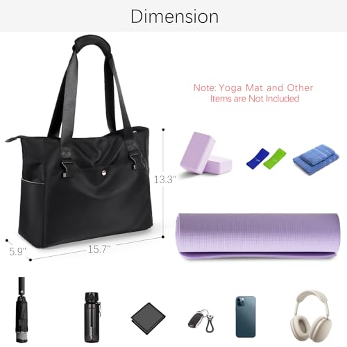 Gatycallaty Yoga Mat Bag Carrier Multi Functional Zipper Pockets Adjustable Yoga Mat Strap Tote Gym Bag for Yoga Accessories (Black)