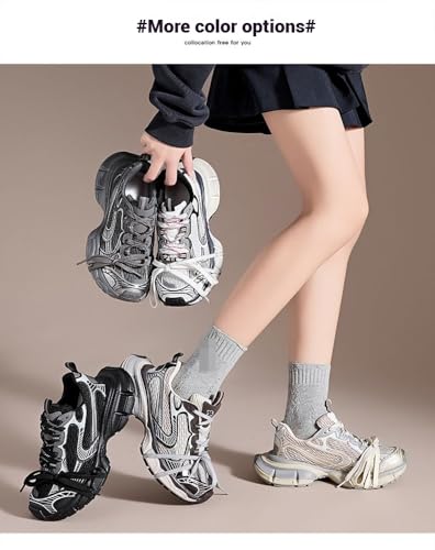 Women's Color-Blocked Mesh Anti-Slip Wear-Resistant Thick-Soled Dad Shoes Breathable Casual Shoes for Outdoor3