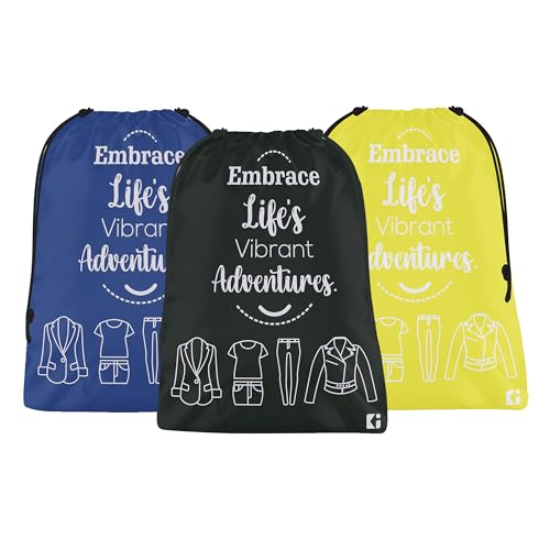 Image of Kuber Industries Pack of 3 Cloth Storage Bag | Storage Organizer | Carrying Bag | Garments Cover for Laundry | Storage Organizer for Clothing-Travel | Medium | Yellow-Royal Blue & Black