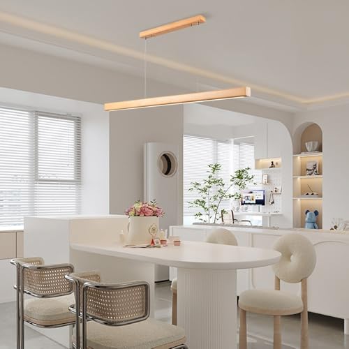 Suspension bois design avec diffuseur acrylique blanc chic LED - 6