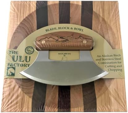 The Ulu Factory Inc Tabla de cortar cuchillos de Alaska con cuenco grande escena de avión de mar