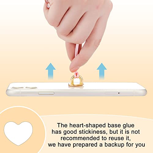 Moxweyeni 8 Pcs Cell Phone Finger Ring Adhesive Metal Phone Finger Grip Loop Stand Heart Grip Holder Phone Charm Hook For Diy Hanging Supplies (Gold, Silver) #TOP4