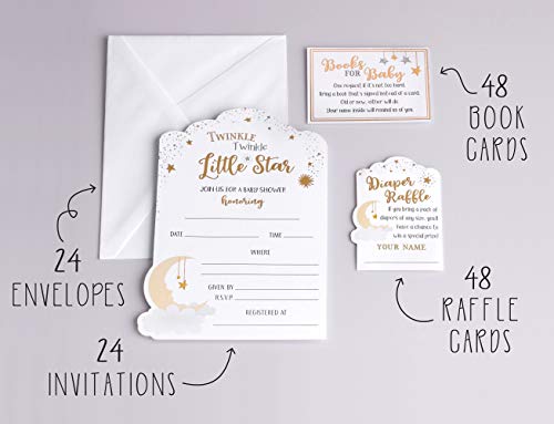 Lillian Rose Twinkle Little Star Theme Baby Shower Invitation Set, White - Image 3