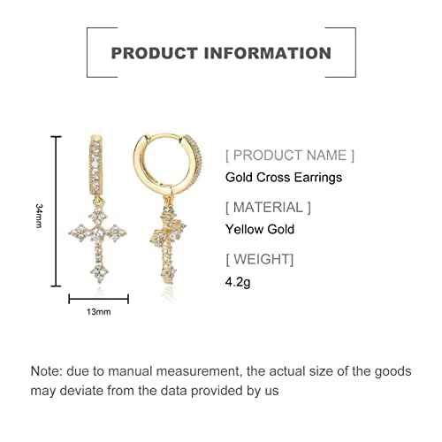 14K Gold Moissanite Cross Dangle Earrings for Women, Simple Moissanite Cross Dangle Earrings, Fashion Jewelry Gifts for Her2