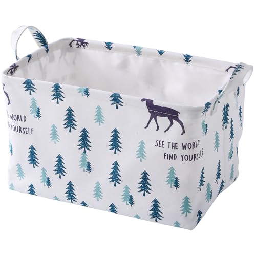 Baby Basket - Collapsible baby organizer for baby items, toys and clothing, 100% cotton fabric with handles and drawstring opening, “18x12” natural large basket.