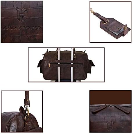 Simon Spencer Crocodile Faux Leather Brown Handmade Travel Duffel Bag 6 Simon Spencer Crocodile Faux Leather Brown Handmade Travel Duffel Bag