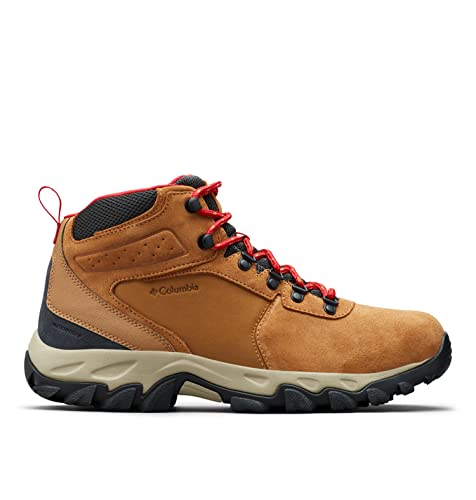 Columbia Sapato masculino Newton Ridge Plus Ii camurça impermeável caminhada, Alce/vermelho montanha