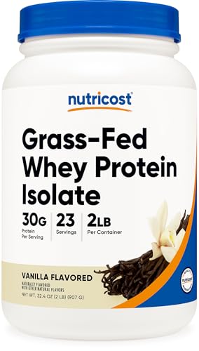 Nutricost Grass-Fed Whey Protein Isolate (Vanilla) 2LBS - Non-GMO, Gluten Free, Natural Flavors