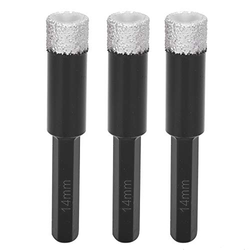 3Pcs Vacuum Brazed Dry Tile Drill Bits for Ceramic Granite 14mm Hole Saw Cutter