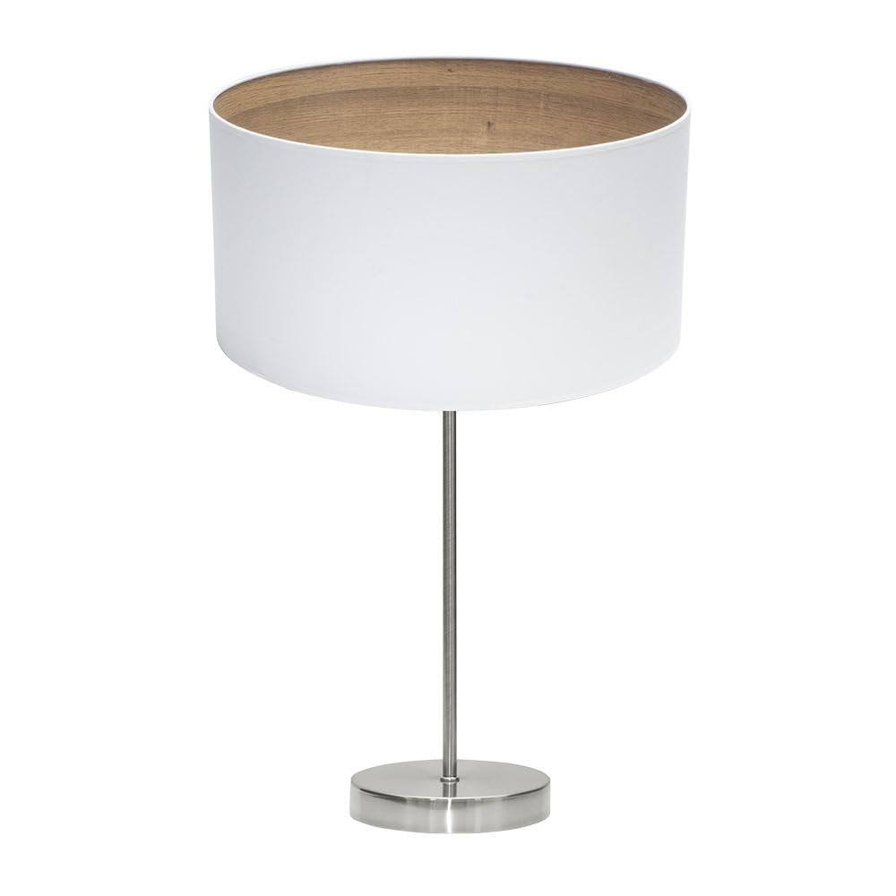 Lámpara de sobremesa 1xe27, niquel y blanco, medidas 63x30x30 cm, ideal para iluminación decorativa y funcional en hogares y oficinas.