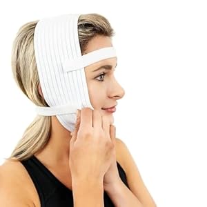 Compression Face Mask, Post Surgery Chin Compression Garment Medical Head Wrap for Neck Lift Kit, Facial Surgery, Face Lift Kit, Chin Lift, Oral Maxilliofacial Surgery, TMJ Lockjaw and More (S20)