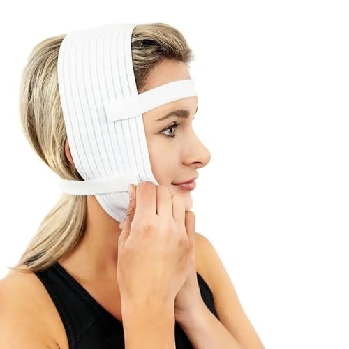 Compression Face Mask, Post Surgery Chin Compression Garment Medical Head Wrap for Neck Lift Kit, Facial Surgery, Face Lift Kit, Chin Lift, Oral Maxilliofacial Surgery, TMJ Lockjaw and More (S20)