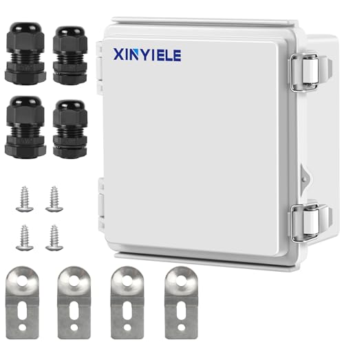 XINYIELE Waterproof Outdoor Project ABS Plastic Junction Box IP67 Weatherproof Dustproof Enclosure with Hinged Cover, Mounting Plate,Wall Brackets for Power Project (5.9"X5.9"X3.5")
