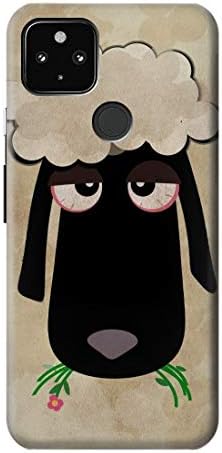 R2826 Cute Cartoon Unsleep Black Sheep Case Cover for Google Pixel 4a 5G