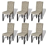 Altura de asiento: 46 cm vidaXL Set de 6 Sillas de Comedor Antiguo de Color Beige Cabeza de Arco