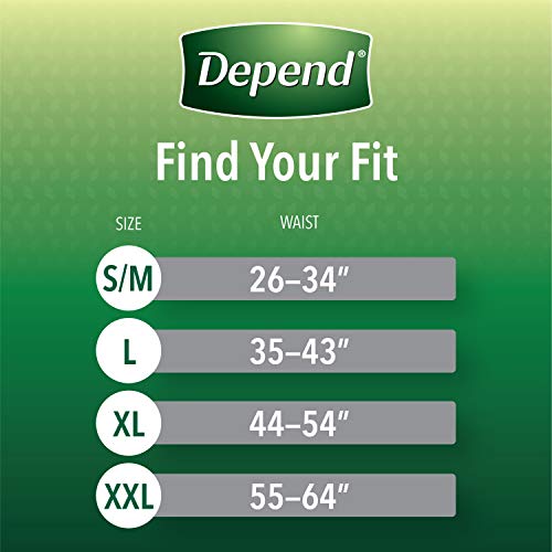 Depend FIT-FLEX Incontinence Underwear for Men, Maximum Absorbency, Disposable, Large, Grey, 52 Count (2 Packs of 26) (Packaging May Vary)