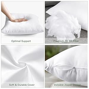 OTOSTAR 4 Pack Premium Waterproof Pillows Inserts, 18 x 18 Outdoor Decorative Throw Pillow Inserts Soft Fluffy Plump Cushion Inserts for Patio Garden Bench Farmhouse Sofa Couch Bed, White OTOSTAR 4 Pack Premium Waterproof Pillows Inserts 18 x 18 Outdoor Decorative Throw Pillow Inserts Soft Fluffy Plump Cushion Inserts for Patio Garden Bench Farmhouse Sofa Couch Bed White