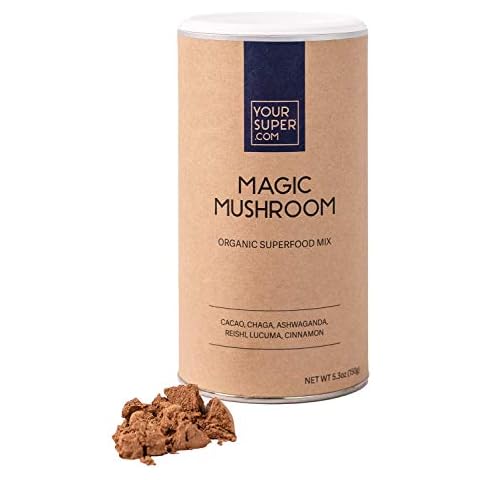 Your Super Magic Mushroom Superfood Mix - Plant Based Immunity Booster, Mood Enhancer, Stress Management Essential Vitamins, Ashwagandha, Reishi, Non-GMO, Organic Ingredients,150g, 30 Servings Cover