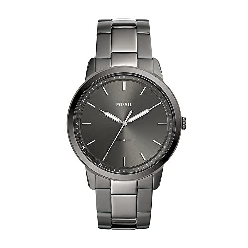 Fossil Men's The Minimalist Quartz Stainless Steel Three-Hand Watch, Color: Smoke (Model: FS5459)
