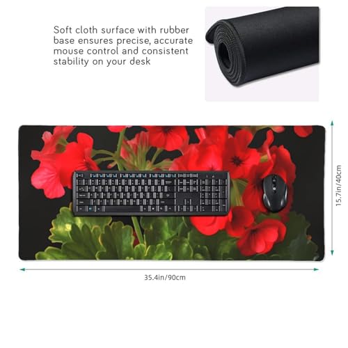 Tapis de souris de jeu XXL 90x40cm étendu imperméable rouge