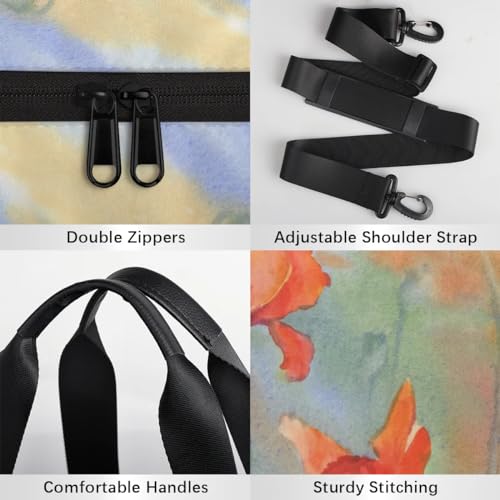 Poppies Watercolor Travel Gym Bag Waterproof Sport Dance Bag for Women Men Portable Gymnastics Duffel Bags Canvas Tote Carry on Handbag for Workout Overnight Weekender4