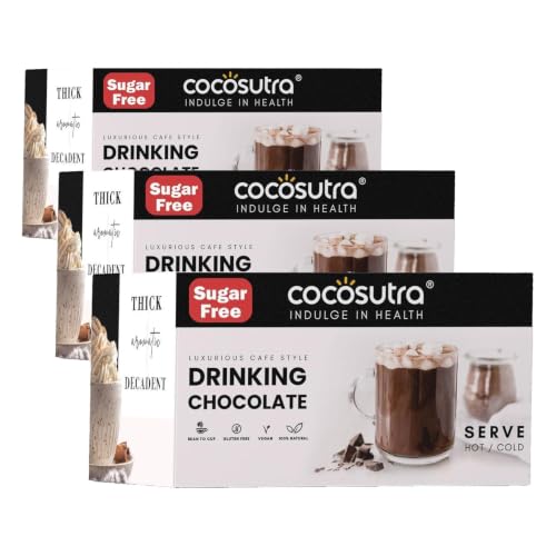 Image of COCOSUTRA Sugar Free Drinking Chocolate Mix | Mocha | 20 Single-Serve Sachets (20g Each) | Low Carb, Low Calorie | Stevia & Erythritol Sweetened | 400g (Pack of 3)
