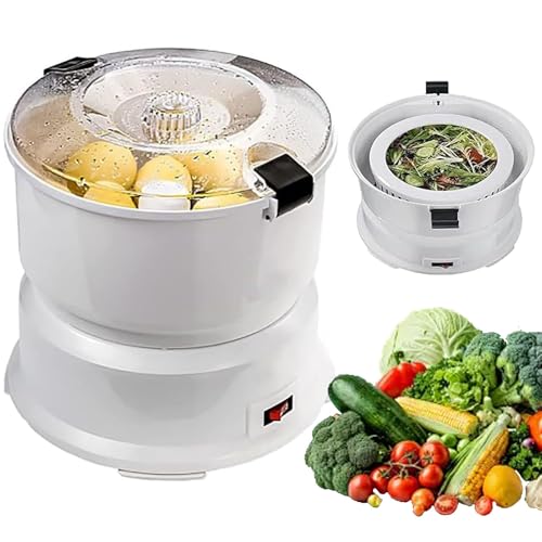 Electric Potato Peeler, Full Automatic Peeling Machine/Fruits Vegetable Dehydrator, One-Touch Operation for Peeling Potatoes and Spin Dry Vegetables to Remove Excess Water