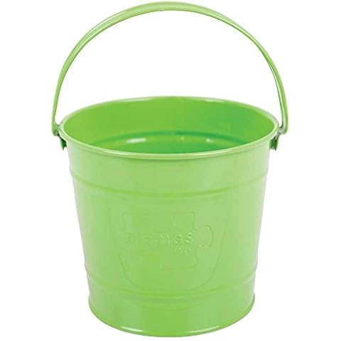 Bigjigs Toys Green Children's Bucket - Steel Garden & Beach Bucket with Riveted Swivel Handle, Quality Outdoor Toys, Ideal Crabbing Bucket & Beach Toy Cover