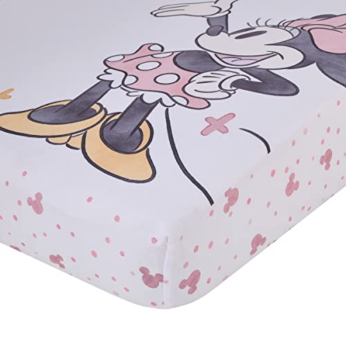 Image of Disney Minnie Mouse Pink, White and Gold You are Made of Magic Lovely Little Lady Nursery Photo Op Fitted Crib Sheet
