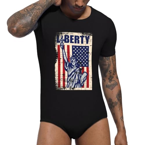 Men's Cotton Onesie Short Sleeve Print Romper Pajamas Tops Bodysuit for Men4