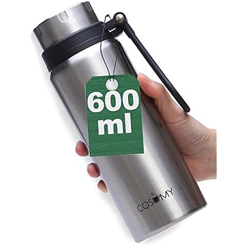 Stainless Steel Thermos Flask, 600 ml, Leak-Proof, Double-Walled Insulated Flask, Suitable for Carbonated Drinks Cover