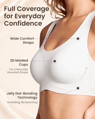 Image of Ubras Seamless Bras for Women Light Support Wireless Bralette Comfortable Soft Smooth Pull On T-Shirt Bras