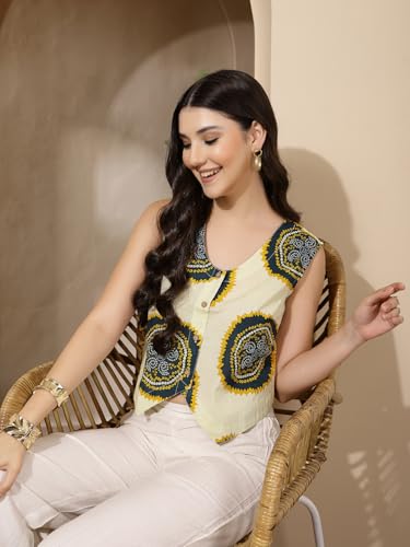 Image of Stylum Women's Bandhej Printed Rayon Peplum Top