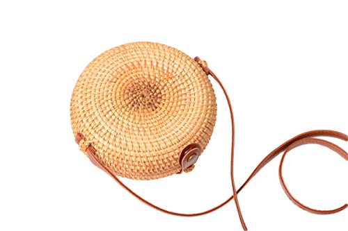 Handmade Rattan Woven Bag Round Retro Crossbody Bags Classic Shoulder Bag Ladies and Girls Party Handbags Wallets3