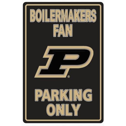 Signs 4 Fun Decorative Parking Sign | Purdue Univ. Boilermakers | 12” x 18” | Embossed Aluminum Sign | Made in the USA | SPCPUR