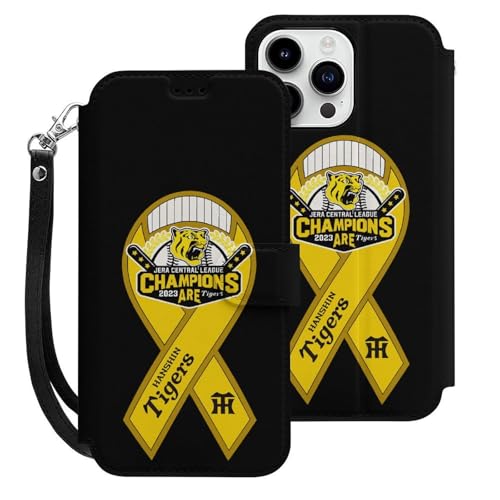 iPhone15ProMax用ケース 手帳型 阪神タイガース 野球応援 アイフォン15ProMax用ケース 財布型 スマホケース PUレザー カード収納 スタンド機能 ストラップ付き おしゃれ 応援グッズ