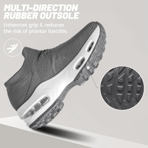 Image of YHOON Women's Walking Shoes Slip-On - Comfortable Work Shoes for Standing All Day, Breathable Air Cushion Nursing Sneakers