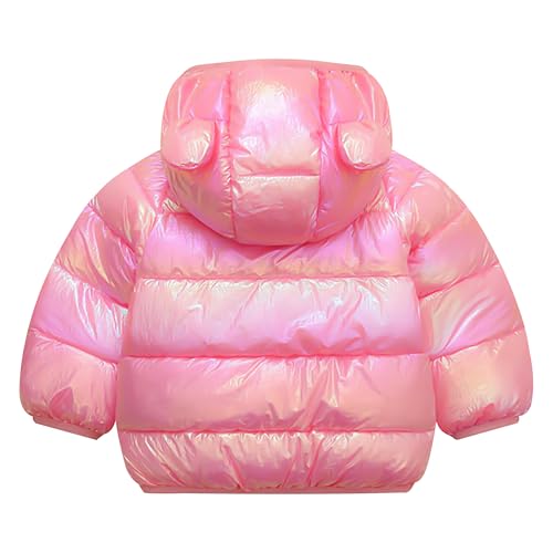 Baogaier Mädchen Baby Wasserdichte Winterjacke mit Kapuze Rose Regenfest Winddicht Leichter Outdoor Warm Puffer Steppjacke Glänzend Wintermantel Kinder Herbst Kleidung 1-2 Jahre, GR.86-92