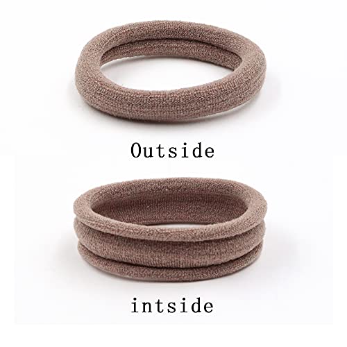 HOYOLS Large Fabric Hair Ties Soft & Gentle Bands Ponytail Holder for Thick Heavy Curly Hair No Slip No Damage Seamless Scrunchies Headbands 100 Pcs (Caramel) - Image 3