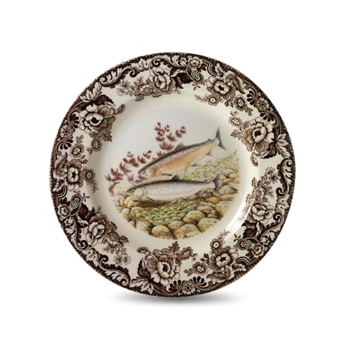 Spode Woodland Salmon Dinner Plate, British Country Style Earthenware Featuring Wildlife Scene - Rustic Holiday Kitchen Accent, Made in England - Festive Seasonal Table Decor Decorative Piece Spode Woodland Salmon Dinner Plate, British Country Style Earthenware Featuring Wildlife Scene - Rustic Holiday Kitchen Accent, Made in England - Festive Seasonal Table Decor Decorative Piece