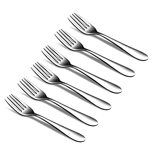 CAMRI Mini Fork for Cake Dessert Pastry Fruit & Salad Stainless Steel Small Forks Pack of 6 5.3 Inch Cutlery Starter Forks for Home Kitchen & Restaurant (C61 Set of 6)