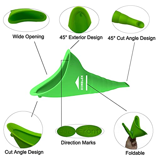 dinblex Female Urinal Portable Female Urination Device for Women Silicone Reusable Female Urinals for Car with Bag She Pee Standing Up Cup for Women for Outdoor Activities Camping Hiking Travel Green - Thumbnail 3
